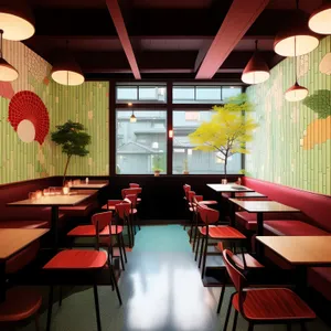 Modern Luxury Restaurant Interior Design with Wooden Furniture