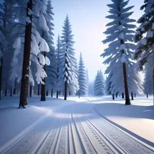 Winter Wonderland: Frosty Forest with Snowy Mountains