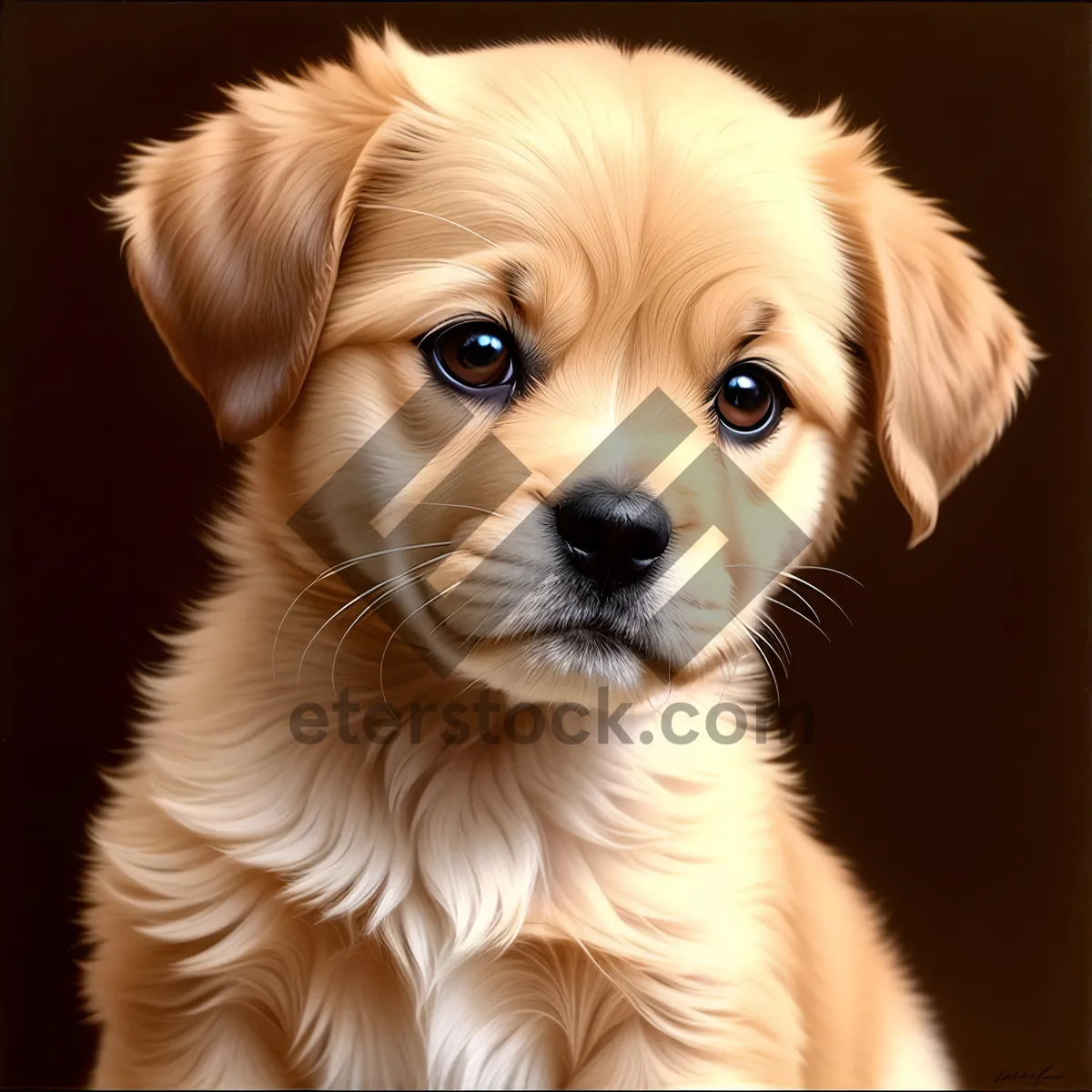 Picture of Adorable Golden Retriever Puppy with Brown Fur