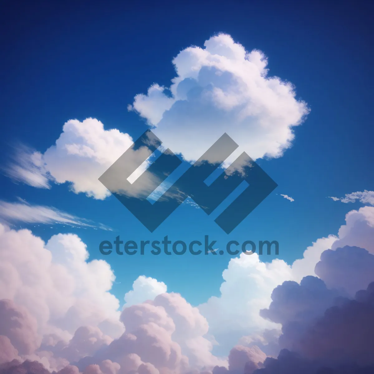 Picture of Vibrant Summer Sky with Fluffy Clouds