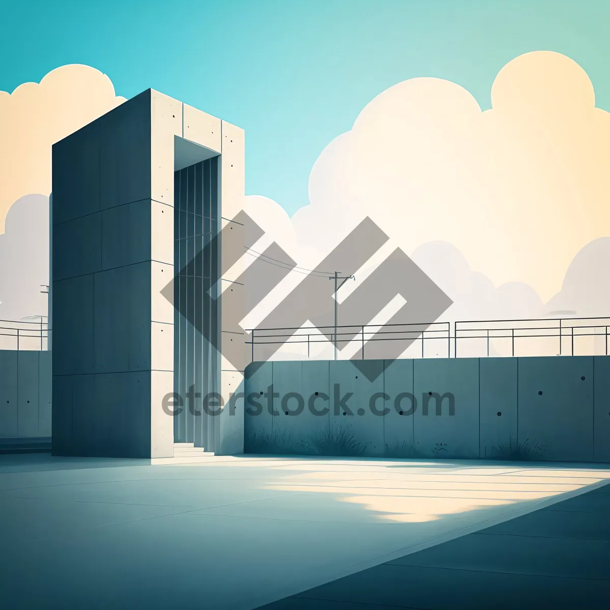 Picture of Modern City Office Building with Stunning Skyline View