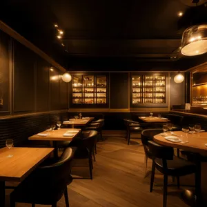Modern luxury restaurant interior design with wood furniture
