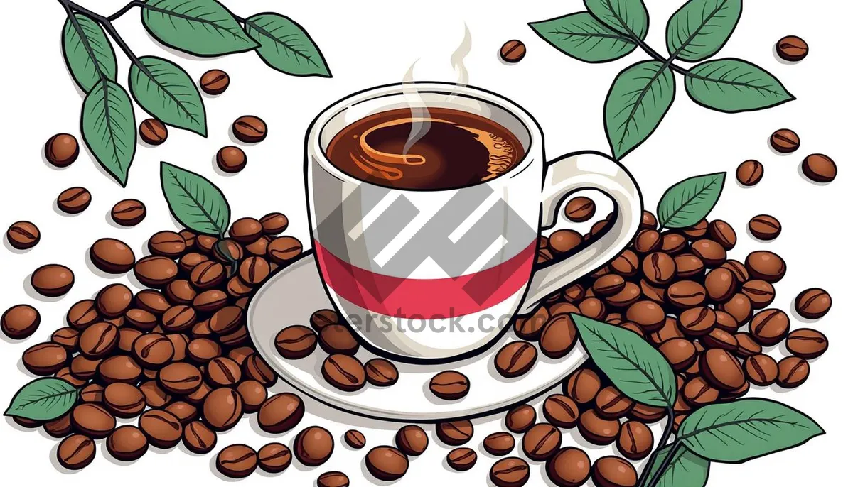 Picture of Floral breakfast design with hot beverages in cup