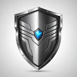 Heraldic shield design icon with shiny 3D effect