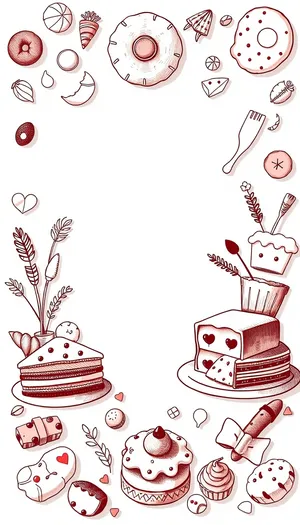 Cartoon snowman and caribou in floral frame.