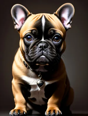Adorable Wrinkled Bulldog in Studio Portrait