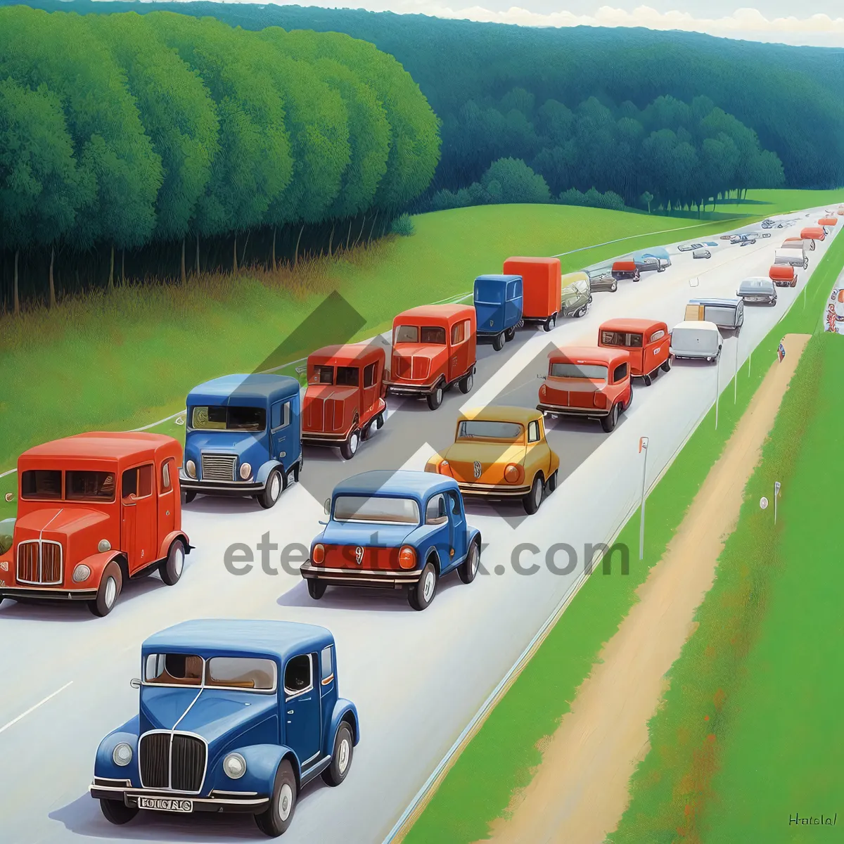 Picture of Highway Speedscape: Car and Truck Transportation on Expressway