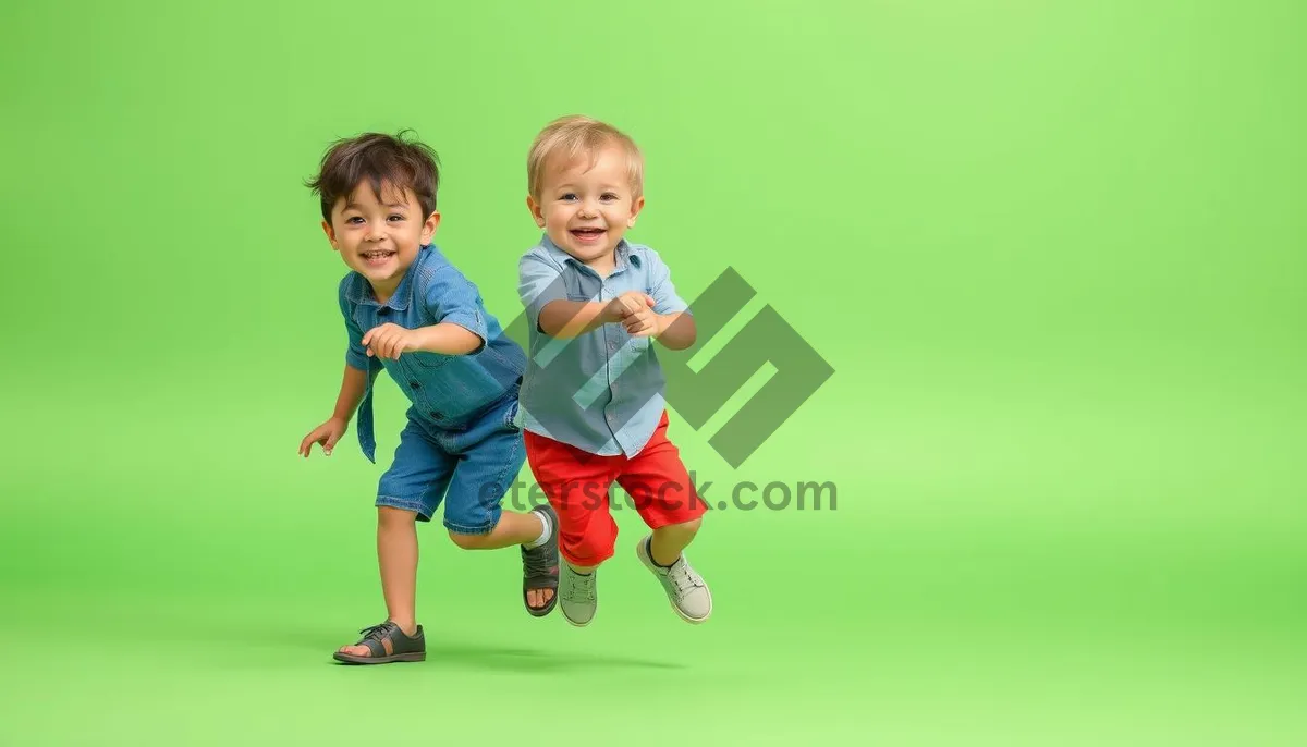 Picture of Happy boy and baby smiling together in family portrait.