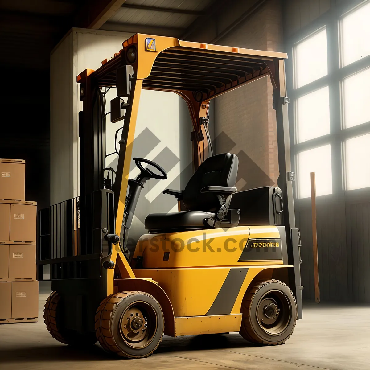 Picture of Heavy-Duty Forklift in Industrial Warehouse