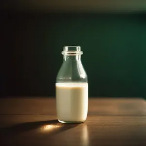 Transparent Glass Bottle with Milk and Water