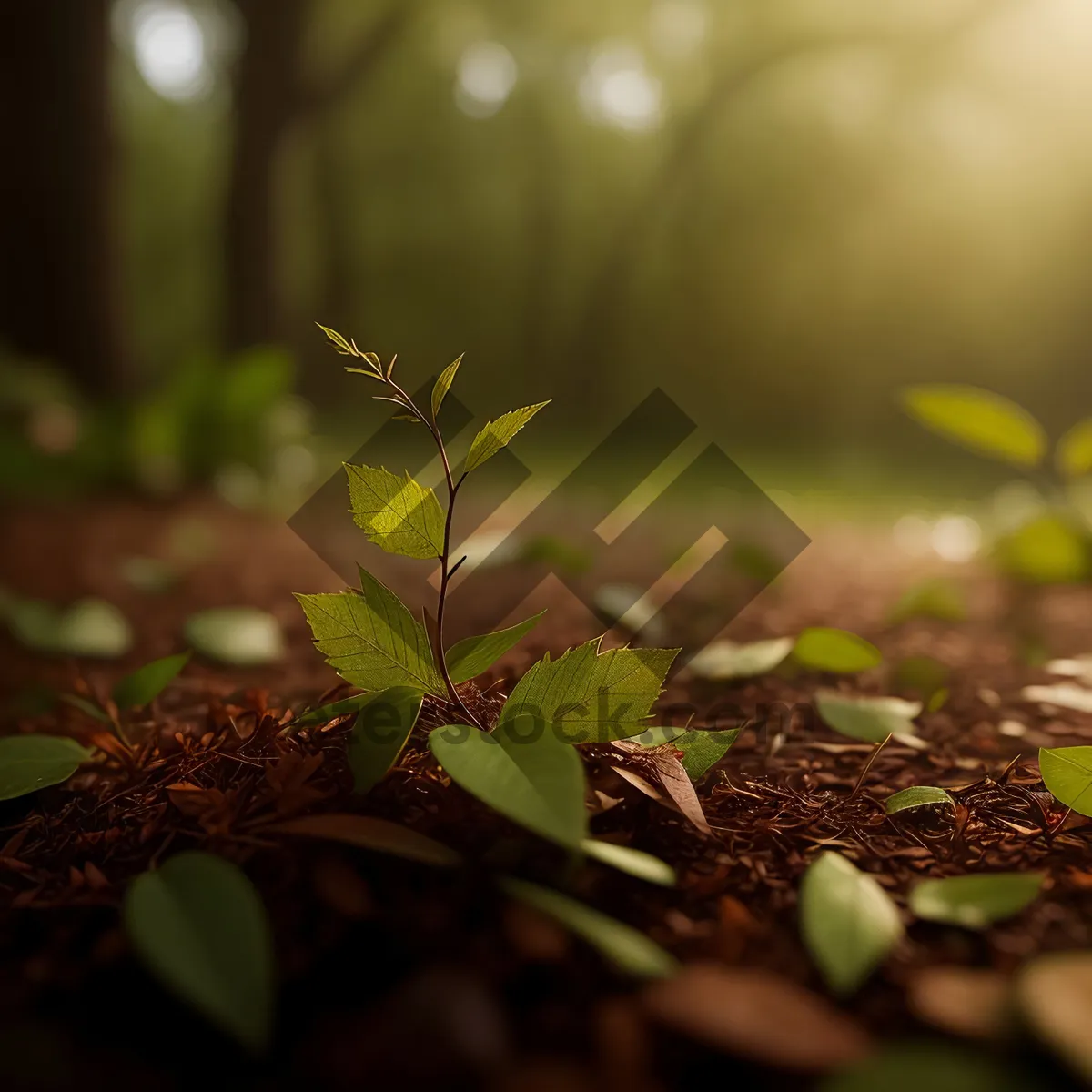 Picture of Vibrant Spring Growth: Lush foliage on a branch in a natural environment.