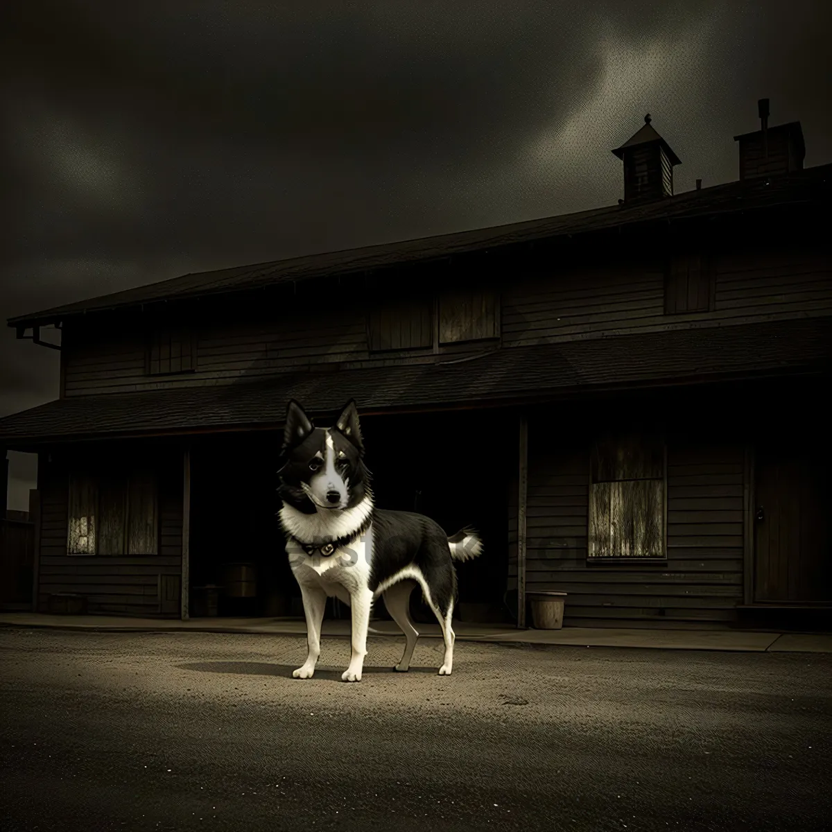 Picture of Terrier Sled Dog Portrait: Black Purebred Canine