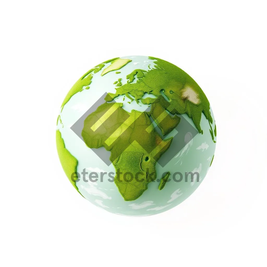 Picture of Glossy 3D Earth icon with continents and sea.