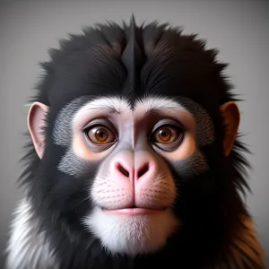 Cute Monkey Portrait with Fashionable Hair and Mask