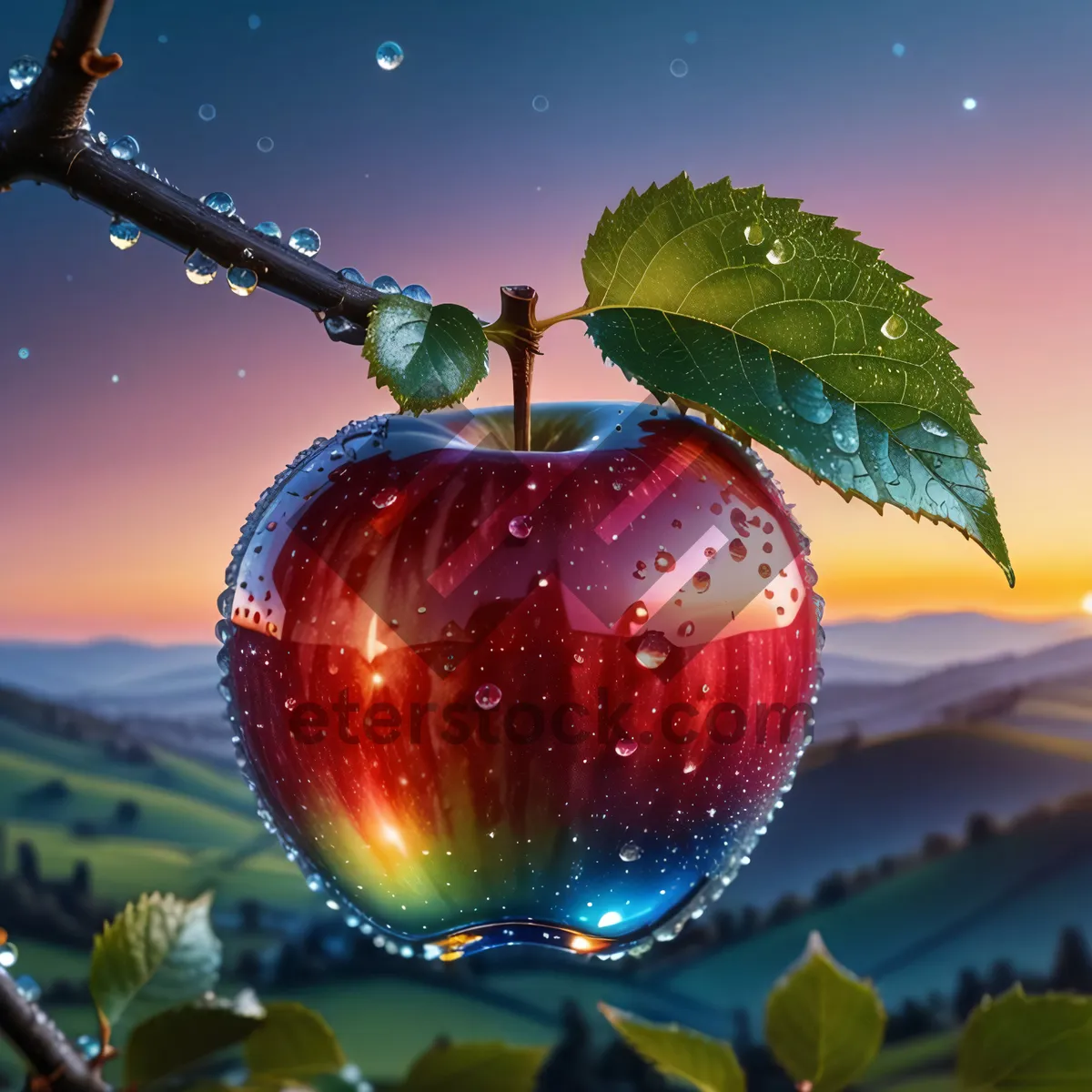 Picture of Festive Glass Apple Decoration for Winter Celebration