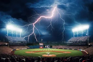 Outdoor Stadium Landscape with Baseball Equipment and Sky