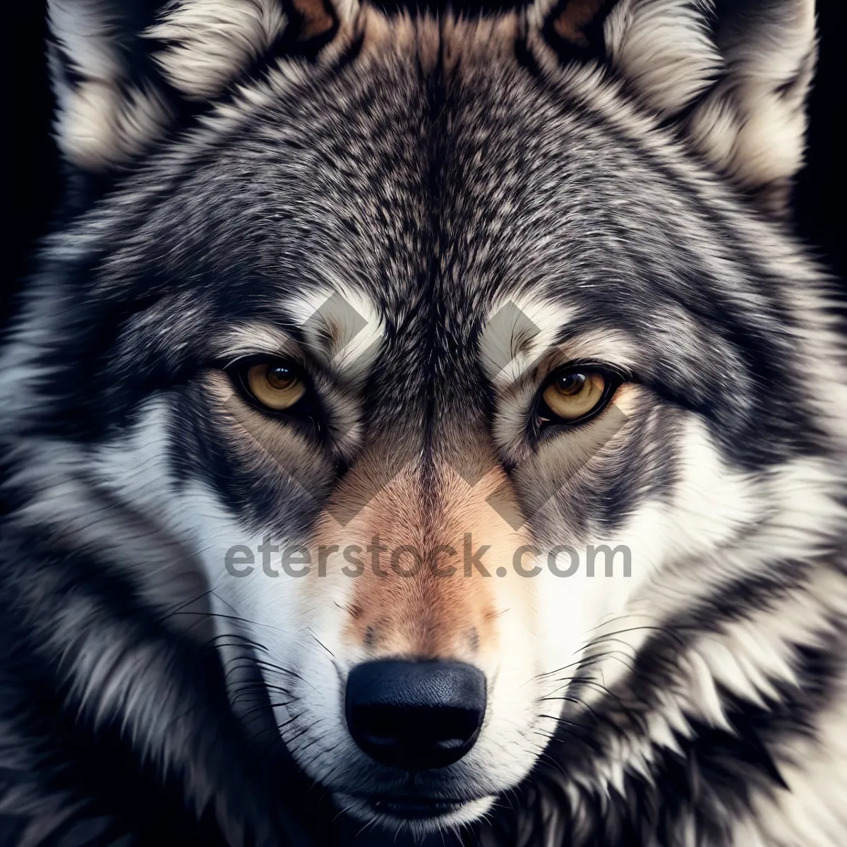 Picture of Enchanting Canine Gaze: Majestic Timber Wolf with Piercing Eyes