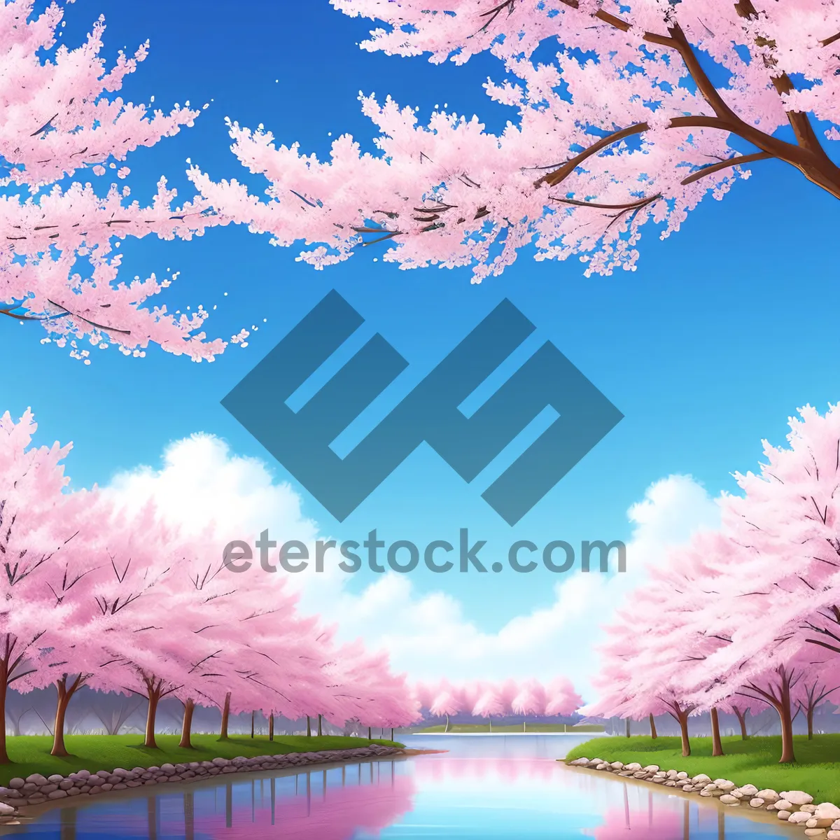 Picture of Pink Maple Tree in Summer Sky