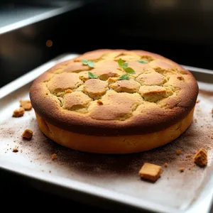 Delicious chocolate cake dessert on brown plate.