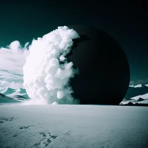 Serene Sky: Majestic Iceberg and Cloudscape over Ocean