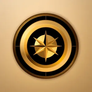 Shiny Golden Button Icon with Metallic Rim