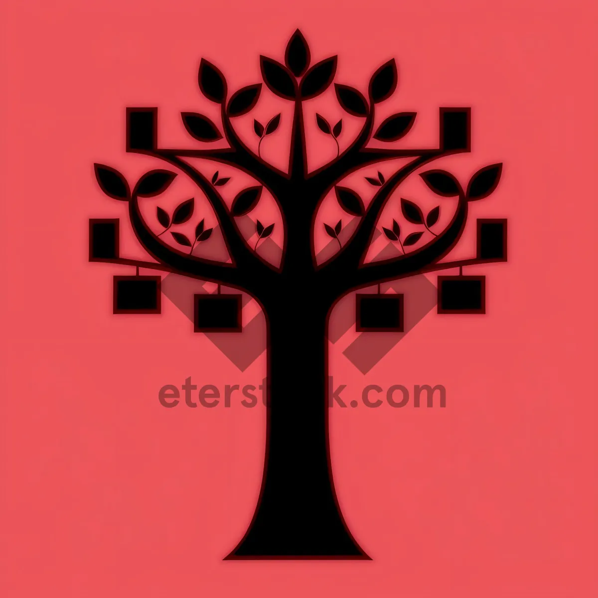 Picture of Oak Tree Silhouette: Artistic Graphic Symbolizing Nature's Beauty