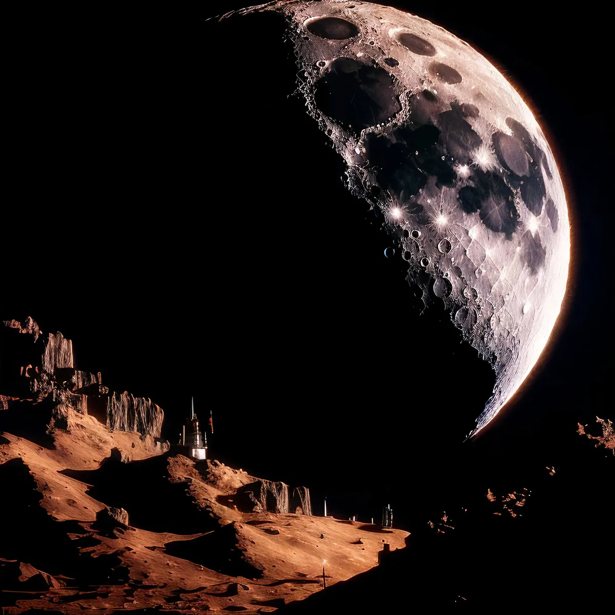 Picture of Majestic lunar crater in twilight's embrace