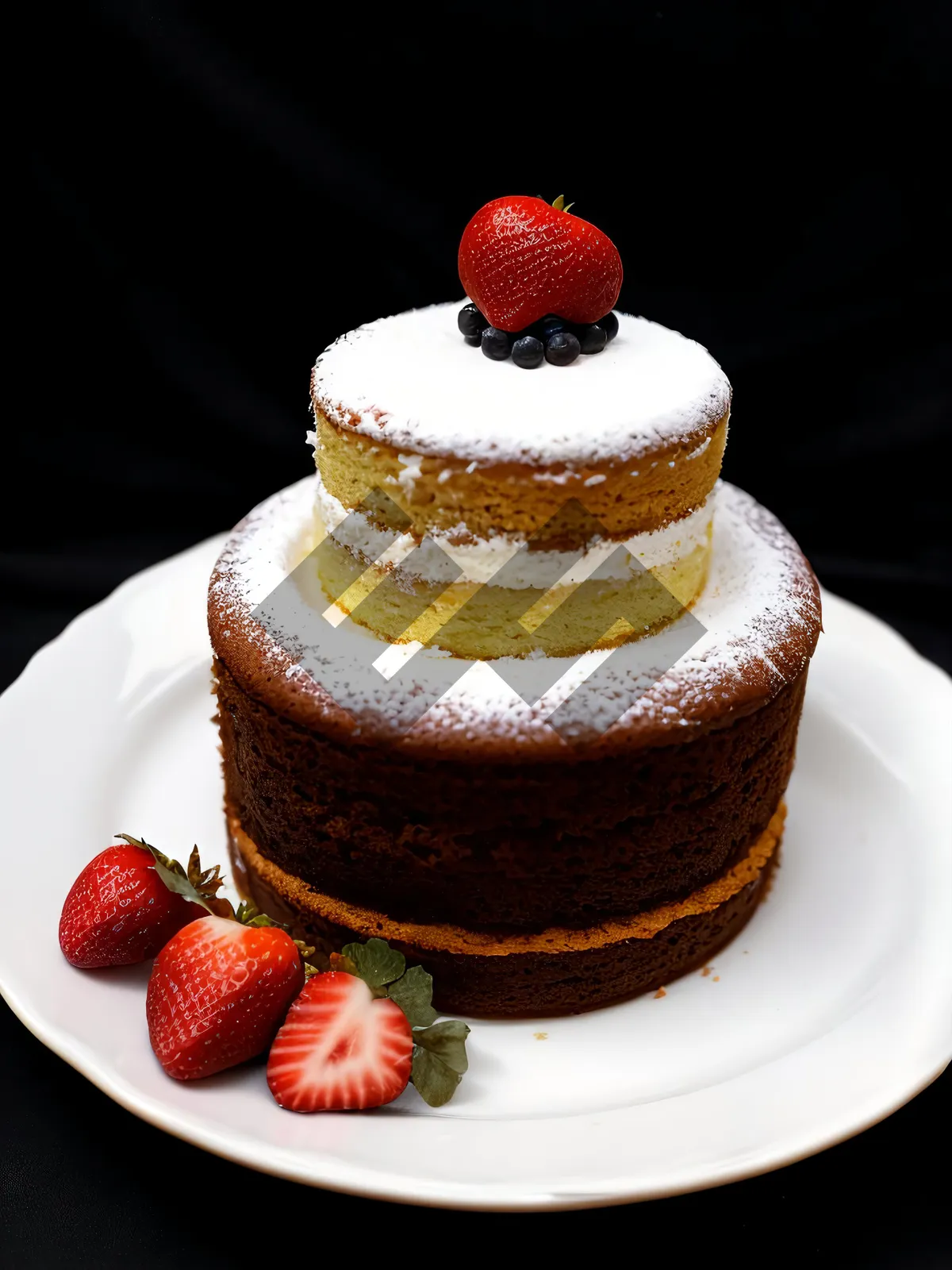 Picture of Delicious Berry Cake with Chocolate Sauce