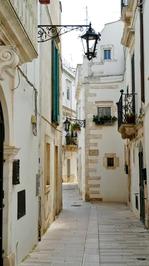 City Architecture Street View with Old Buildings and Balconies