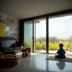 Cosy Contemporary Living Room with Sliding Door