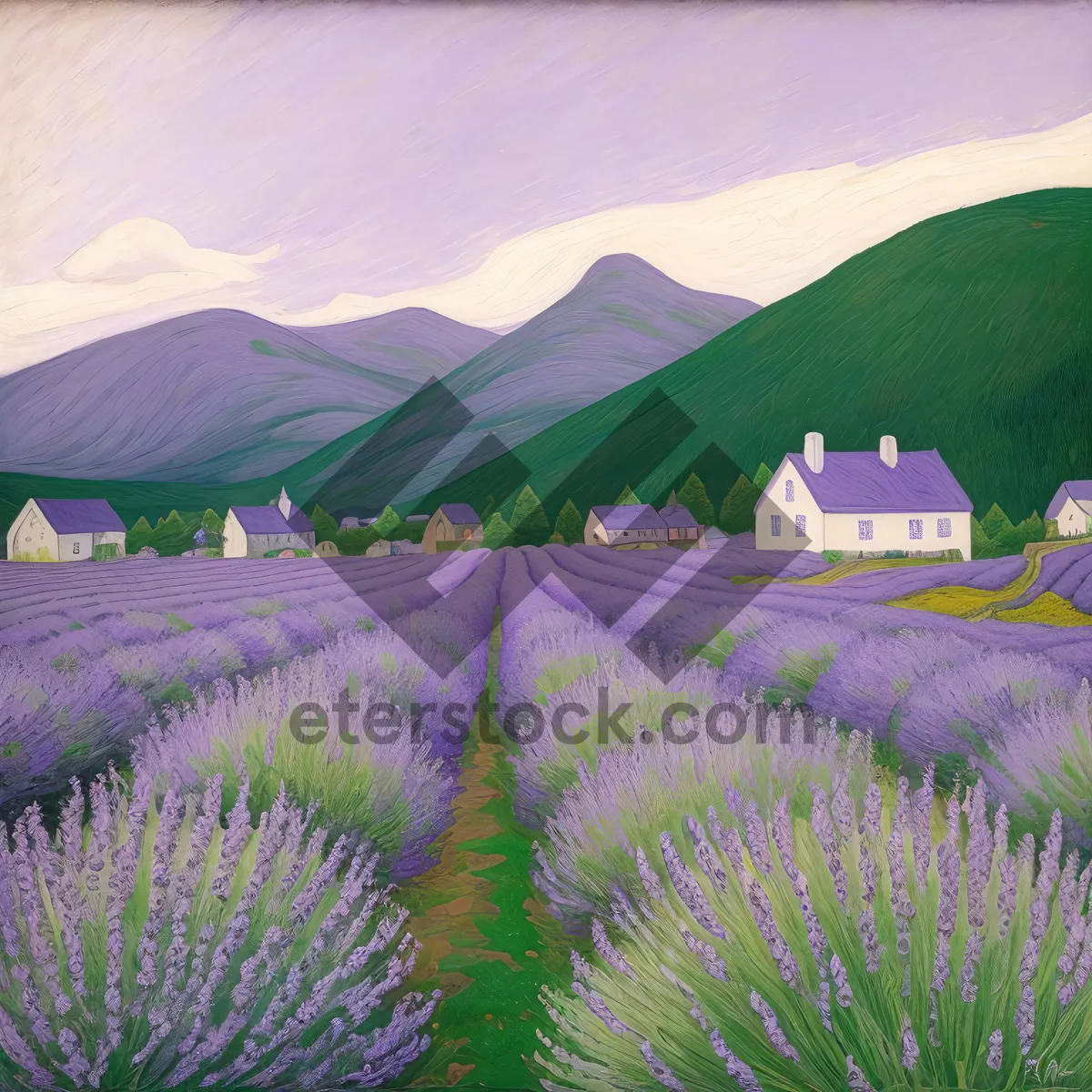 Picture of Serene Lavender Field Under Clear Skies