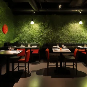 Modern Wood Furniture in Empty Cafeteria Hall