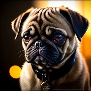 Cute Pug Puppy Portrait: Adorable Wrinkled Bull Breed