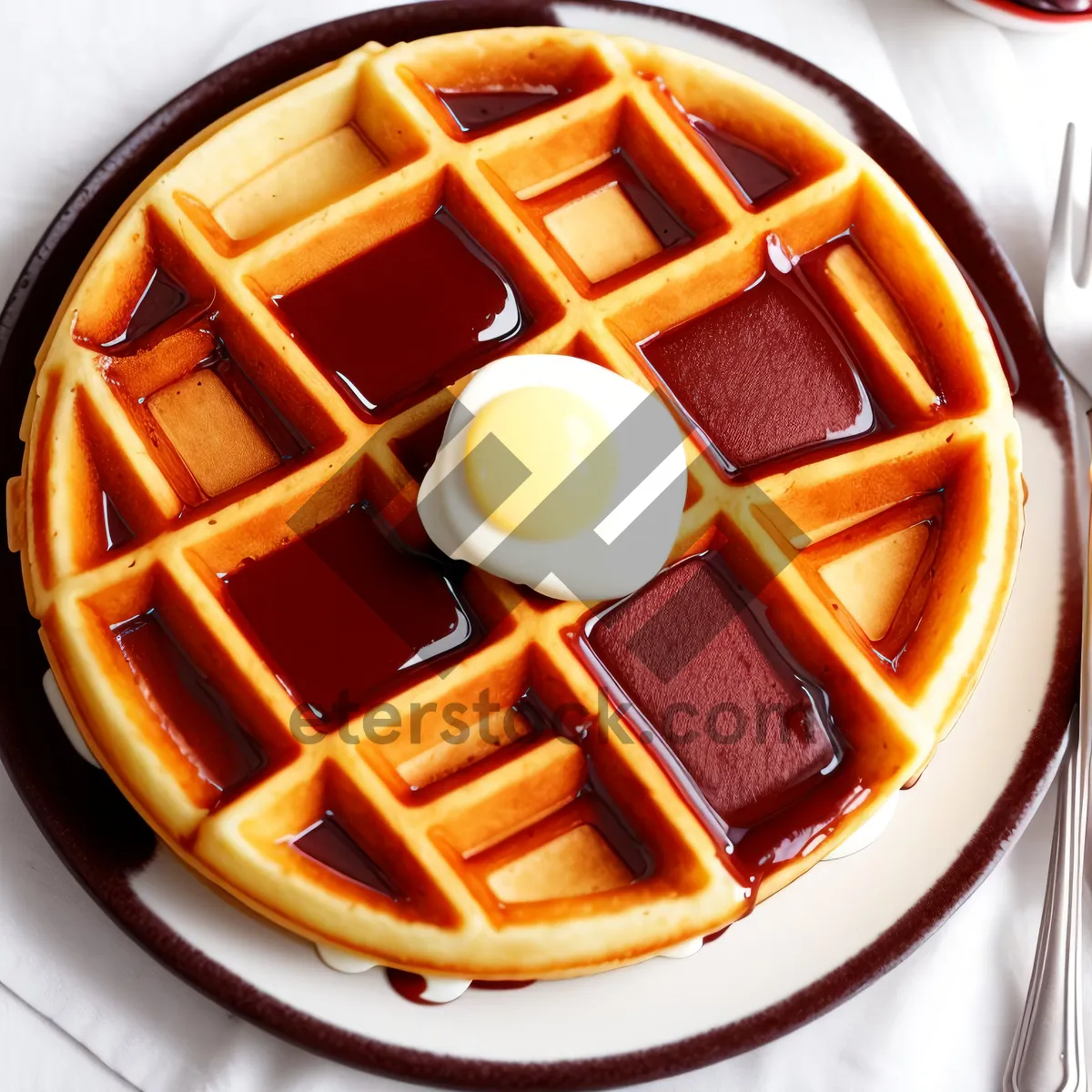 Picture of Sweet Chocolate Breakfast on Plate with Sauce