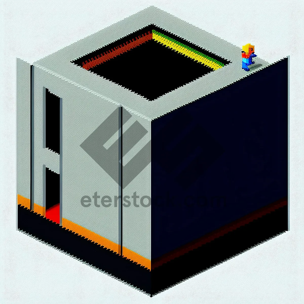 Picture of 3D Cube Box Carton: Symbolic Fire Station Structure