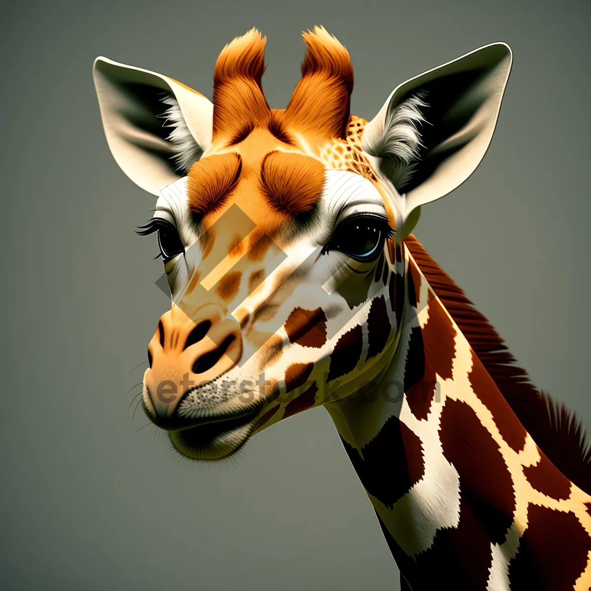 Picture of Majestic Gentleness: Giraffe Head in Natural Safari Habitat