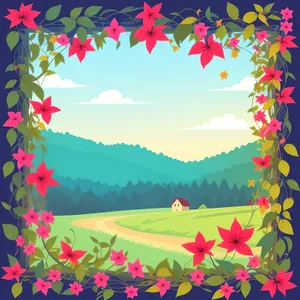 Winter Wonderland Greeting Card Design with Floral Frame and Star Ornaments