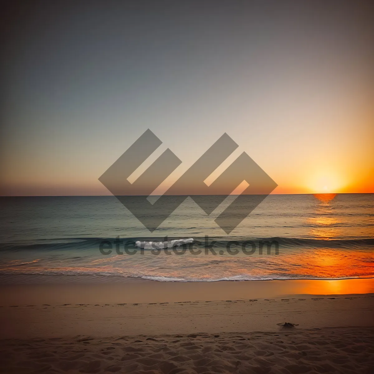 Picture of Sunset Reflection on Calm Ocean Waves