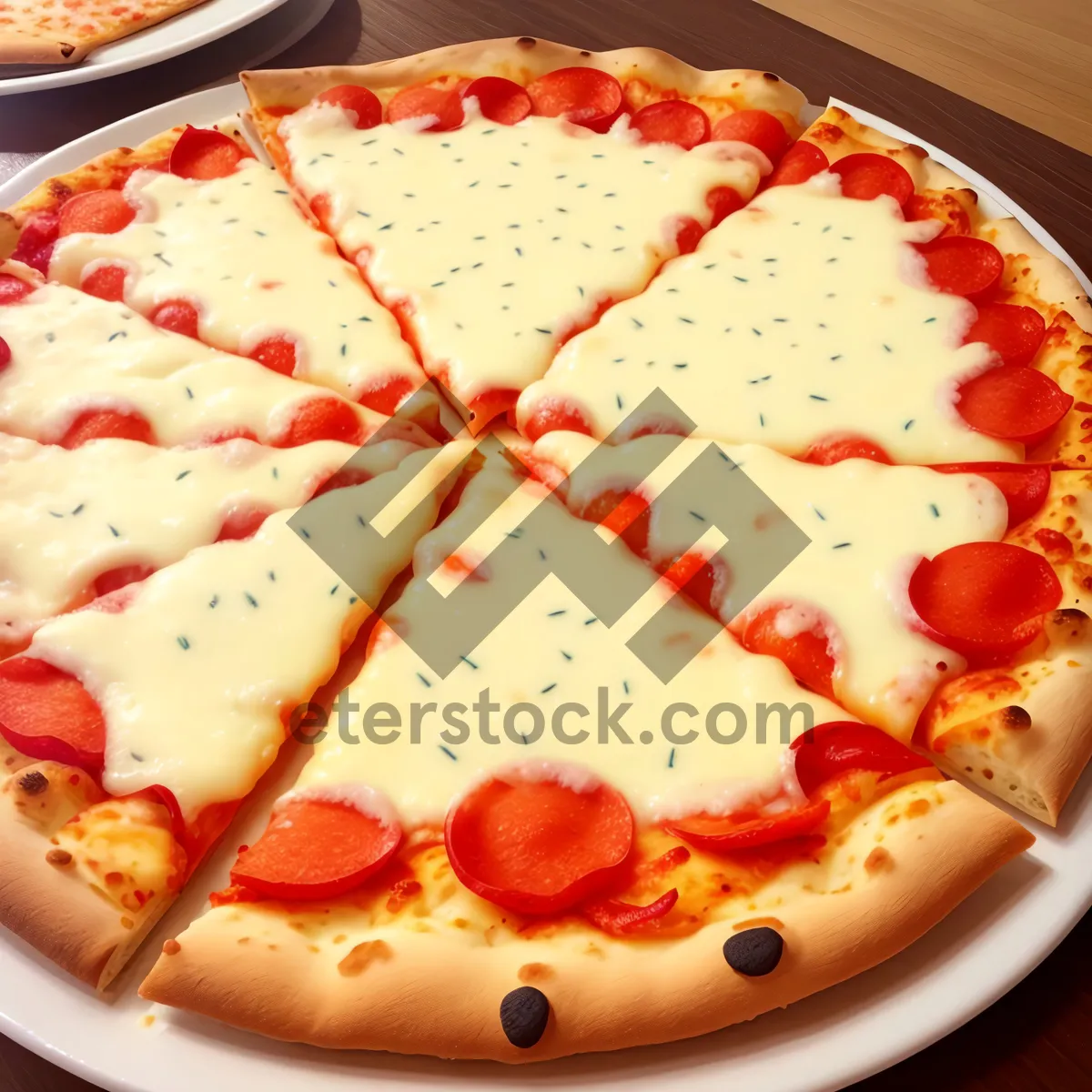 Picture of Delicious Gourmet Pizza with Pepperoni and Cheese