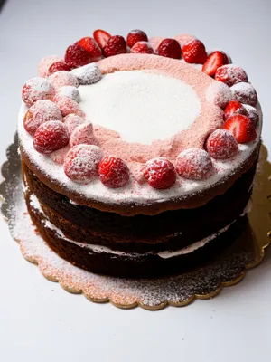 Delicious Berry Chocolate Cake with Fresh Mint