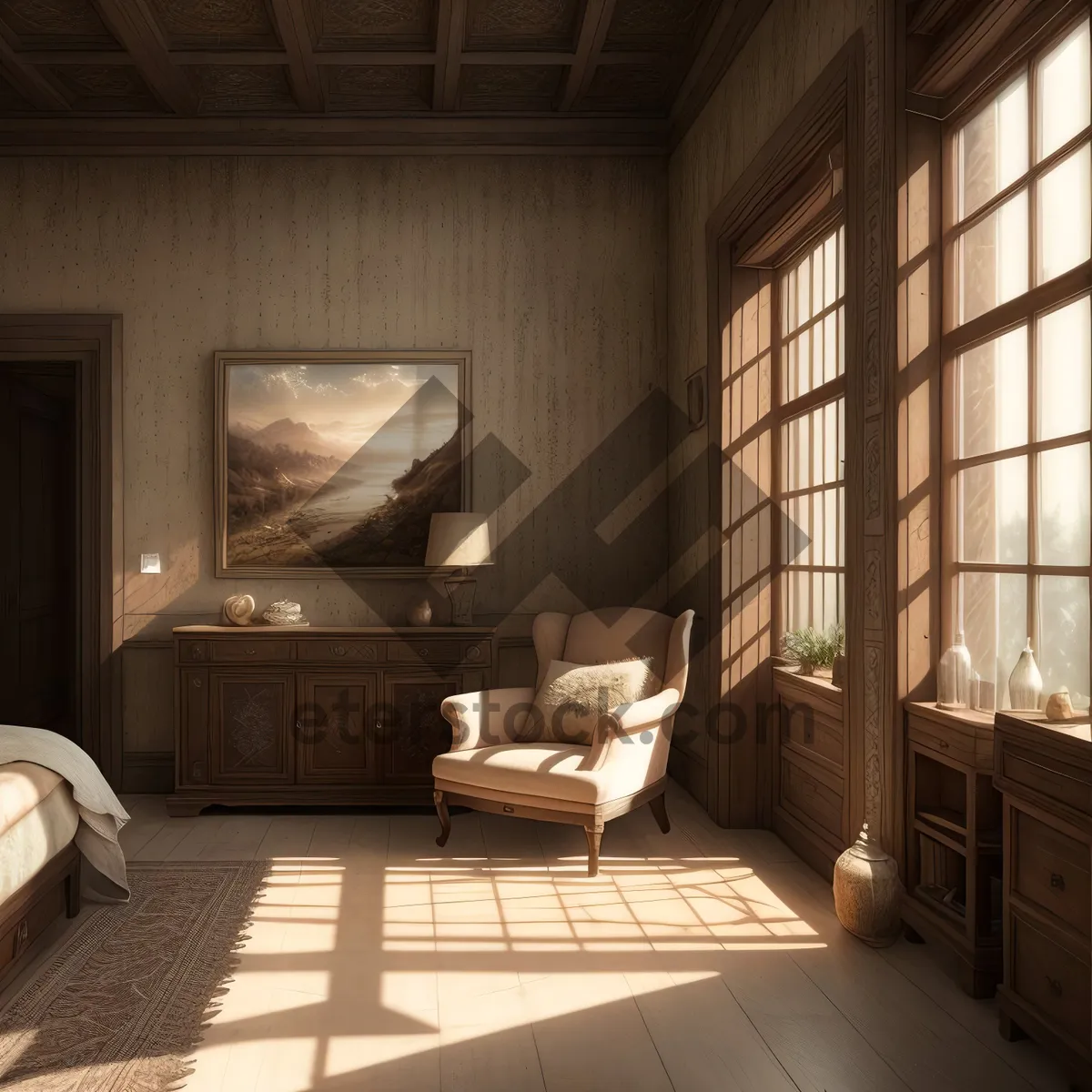 Picture of Modern Wood Interior with Sliding Door & Designer Furniture
