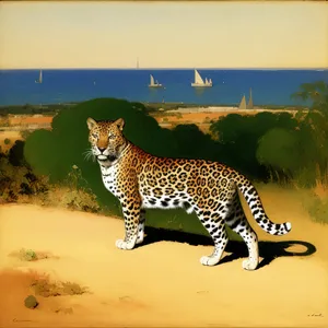 Safari Spotted Leopard - Majestic Feline Predator in the Wild