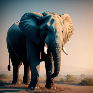 Majestic Sunset Safari: Wild Elephant in Savanna