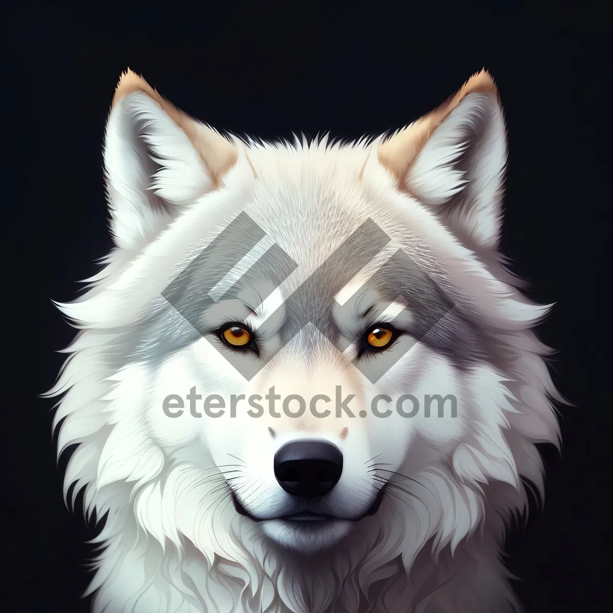 Picture of White Wolf with Piercing Eyes - Captivating Canine Portrait