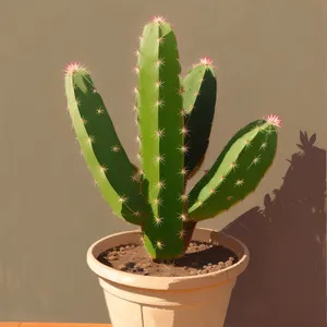 Fresh Succulent Agave Plant with Vibrant Flower in Pot