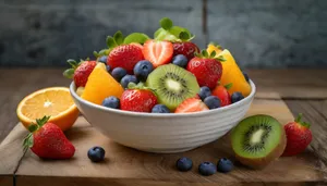 Fresh Mixed Berry Breakfast Bowl with Kiwi and Raspberry