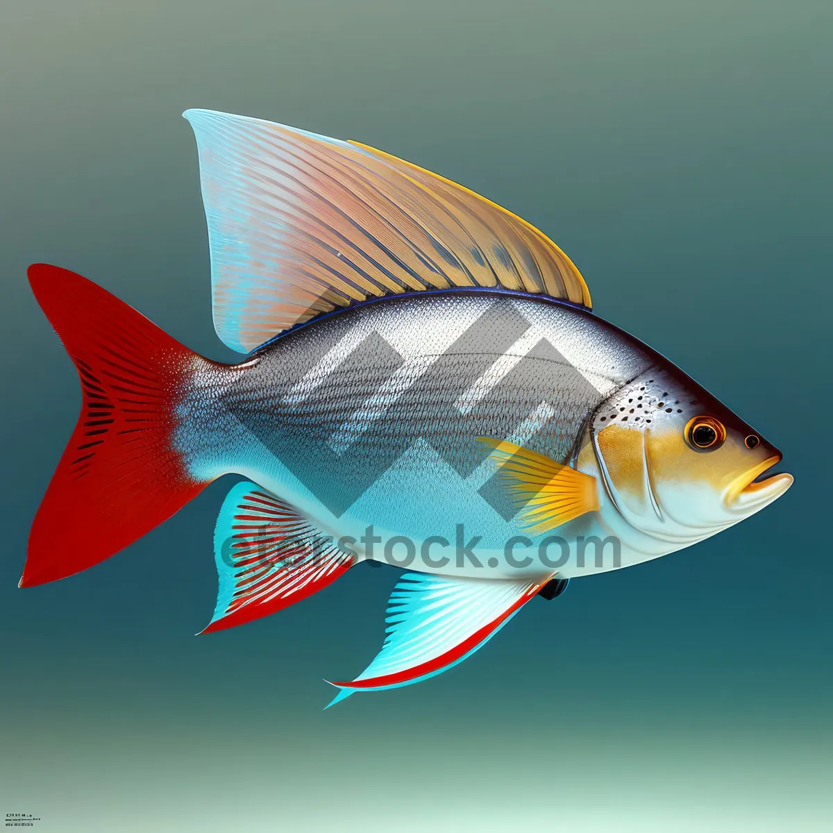 Picture of Golden Snapper Swimming in Aquatic Tank