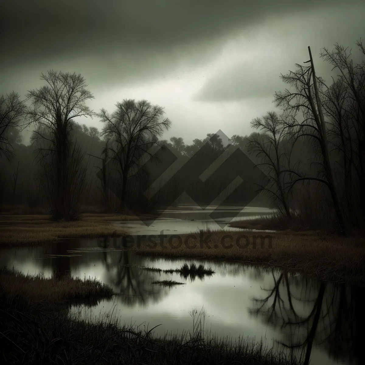 Picture of Scenic Lake Reflection Under Autumn Trees