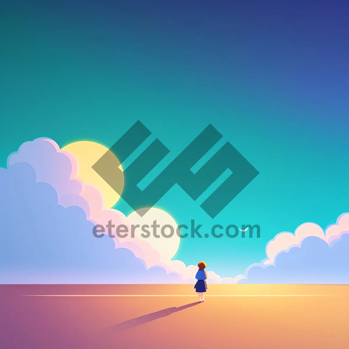 Picture of Sunny Summer Golfer in Sky-Designed Landscape