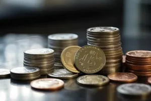 Golden coin stack on business counter for finance success